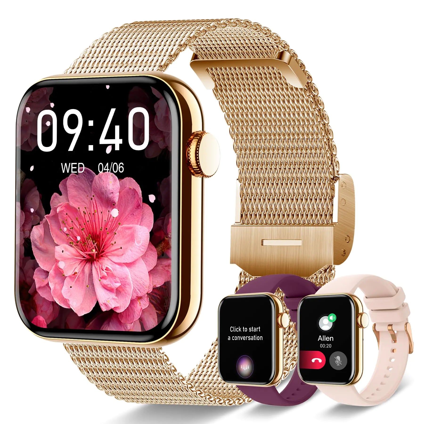 INNOFOVO Smart Watches for Women (Answer/Make Calls) 1.85" Smart Watch for Android iOS Phones Waterproof Smartwatch Fitness Tracker with Heart Rate Sleep Monitor Pedometer Fitness Watch Gold