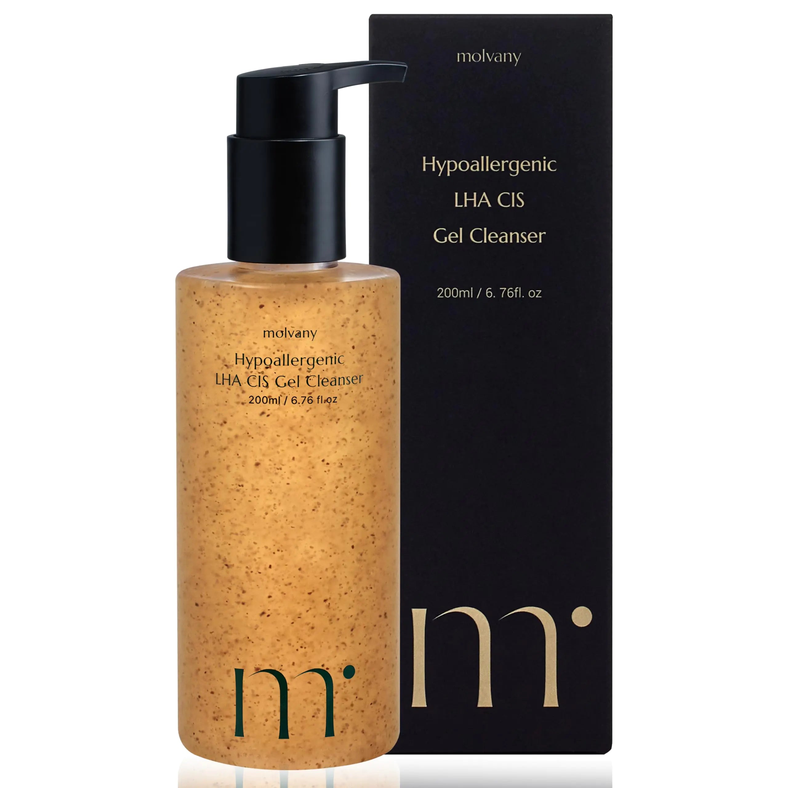 molvany LHA CIS Gel Cleanser - Low pH Korean Facial Wash Skincare for Pore Shrinking Face Moisturizing Makeup Whitehead & Blackhead Remover - 6.76 fl. oz