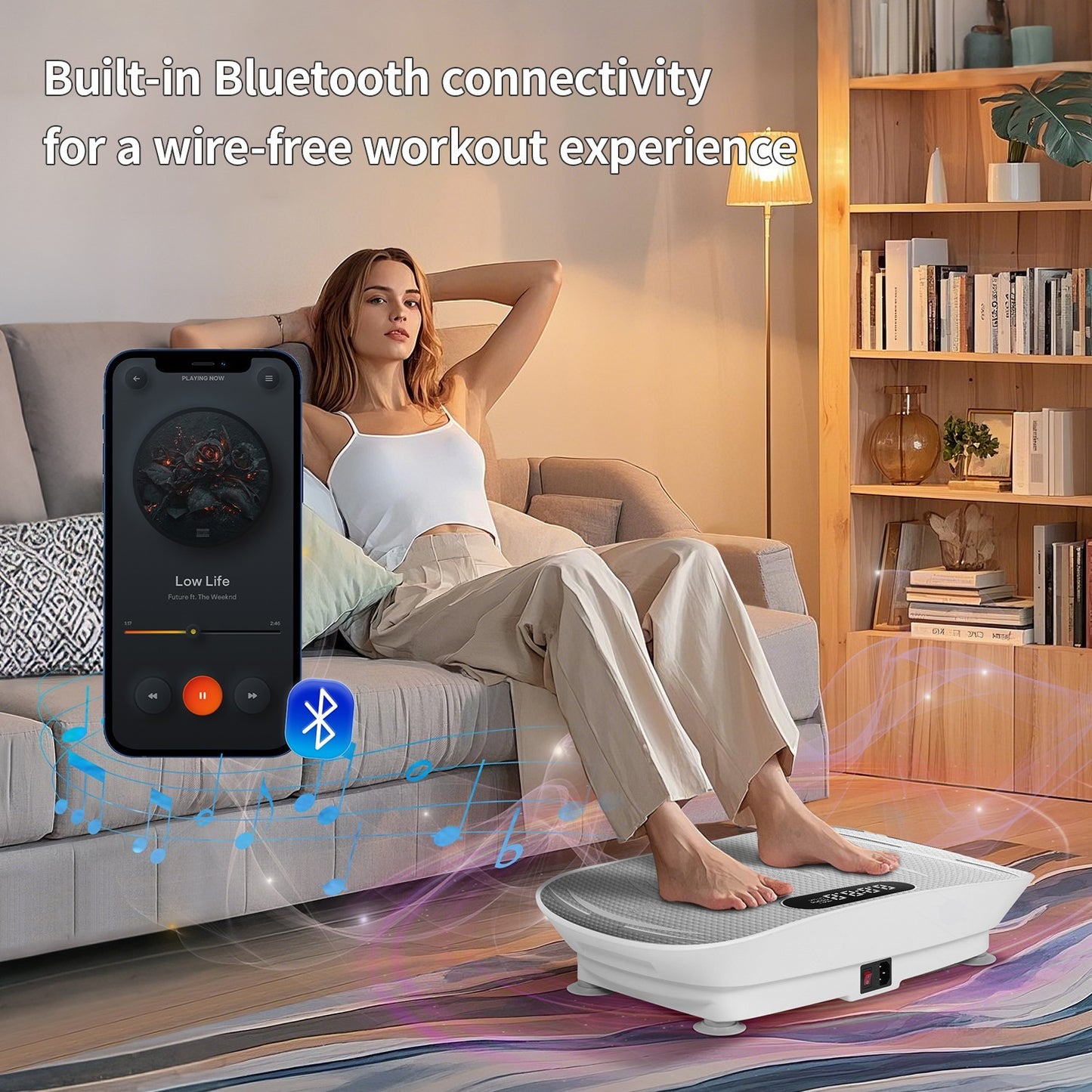 Vibration Plate Exercise Machine – Fat-Blasting Platform with LED Screen, Bluetooth & Remote Control (Supports 330 lbs)