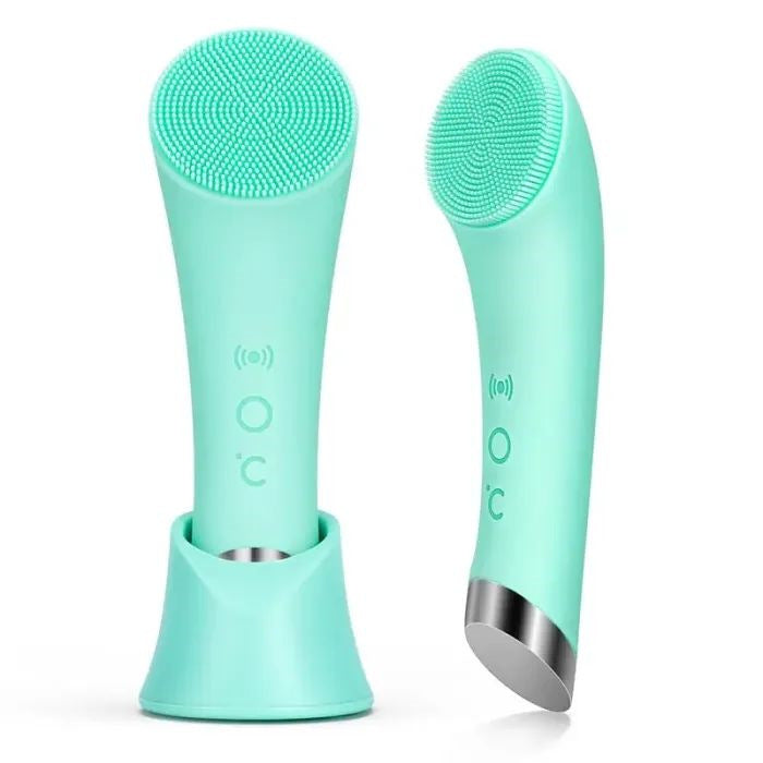 Electric Silicone Facial Cleansing Brush – Vibrating Heated Face Cleaner for Deep Gentle Cleansing